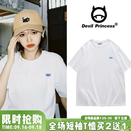 2023年夏季新款宽松韩风ins超火百搭白色T恤女学院风小众半袖上衣图片