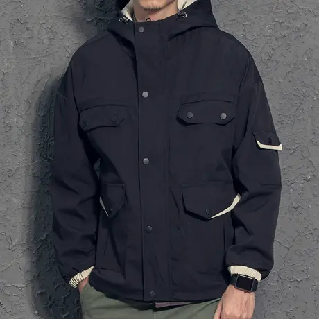 奕飏港风ins潮流机能工装外套男春秋 黄色上衣秋装2019年新款夹克图片