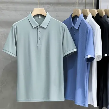 肌理暗纹新款夏季丝光棉高端polo衫男士短袖商务冰丝翻领T恤保罗商品大图
