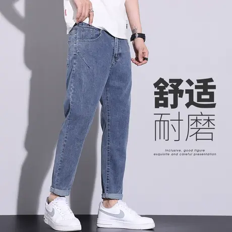 夏天日系港风男士九分休闲牛仔裤子夏季薄款男生潮流百搭2023新款商品大图