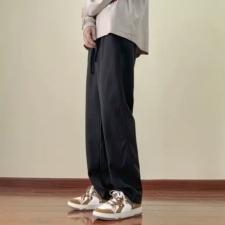 休闲裤男款宽松oversize黑色男生裤子阔腿直筒抽绳卫裤潮牌运动裤商品大图