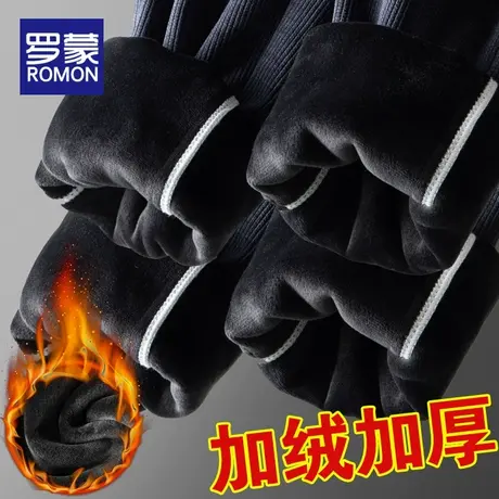 罗蒙加绒运动卫裤男秋冬季直筒宽松博奥绒休闲裤大码灯芯绒长裤子商品大图
