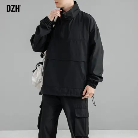 男士潮牌工装套装男秋季冲锋衣半拉链外套裤子冲锋裤登山服两件套图片