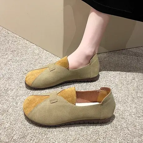 防滑老人妈妈鞋中老年舒适软底夏季新款软皮平底一脚蹬春秋奶奶鞋商品大图