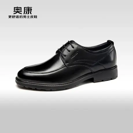 奥康男鞋冬款通勤商务正装真皮鞋加绒保暖棉鞋低跟时尚英伦工作鞋图片