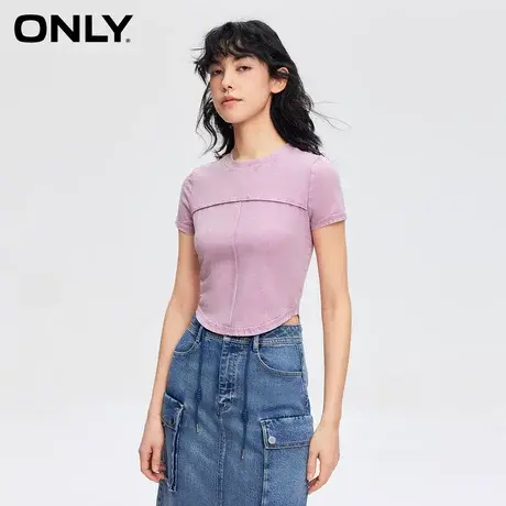 ONLY2024夏季新款时尚简约修身纯色圆领短袖短款T恤女|124201002图片