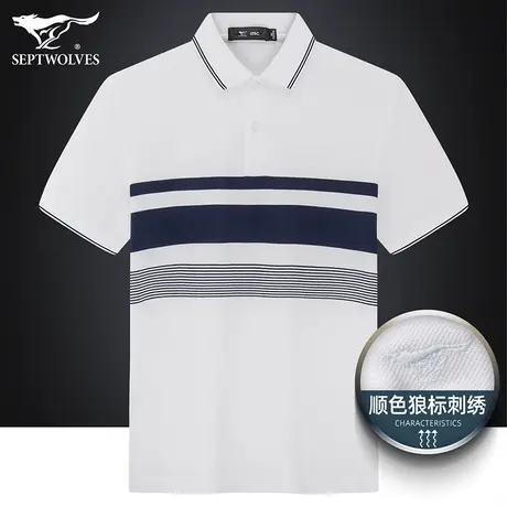 七匹狼狼族生活翻领短袖T恤男士夏季年轻商务休闲撞色条纹Polo衫图片