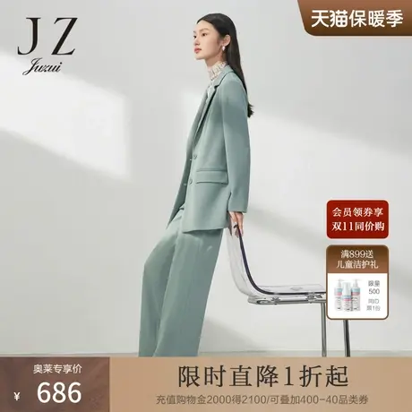 JZ玖姿职业翻领西装女装2023春季新款休闲通勤OL风外套纯色图片