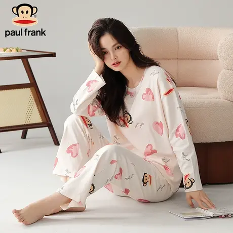 大嘴猴新款女士圆领纯棉睡衣甜美风家居服套装两件套商品大图