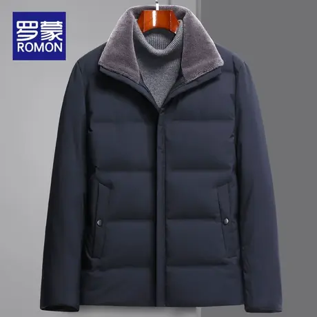 罗蒙羽绒服男士短款保暖翻领上衣2022冬季新款中老年爸爸冬装外套图片