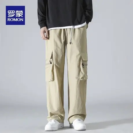 罗蒙工装大口袋休闲裤男秋冬季百搭直筒长裤商务潮流运动裤子男装图片
