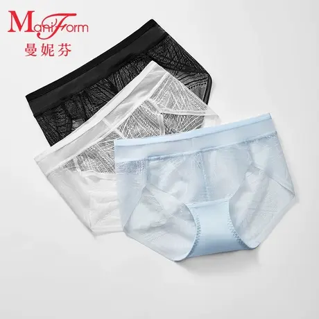 曼妮芬性感蕾丝低腰三角裤舒适纯棉底裆内裤女轻薄底裤商品大图