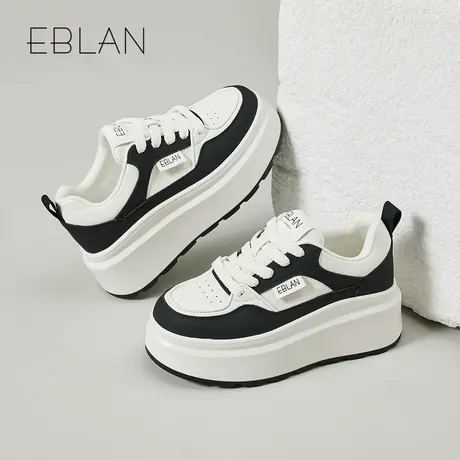 EBLAN/伊伴厚底增高板鞋2025春季新款时尚百搭休闲鞋舒适小白鞋女商品大图