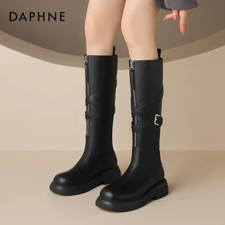 达芙妮西部美拉德长筒靴女2025夏新款黑色厚底骑士靴新疆旅游靴子商品大图