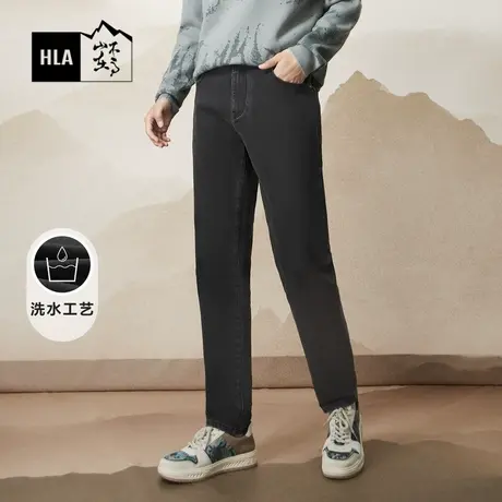 HLA/海澜之家循迹山不在高系列黑牛仔裤23秋季新款国风刺绣裤子男商品大图