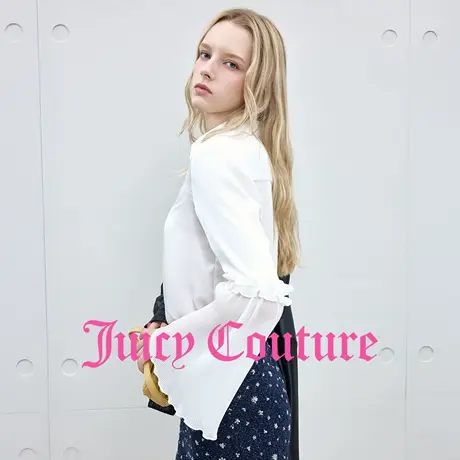 Juicy Couture橘滋衬衫女2025年秋季新款白色简约法式喇叭袖上衣商品大图