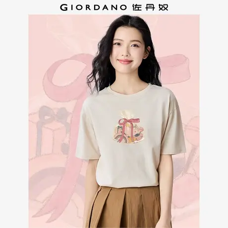 佐丹奴T恤女装纯棉印花圆领针织短袖T恤 69395096商品大图