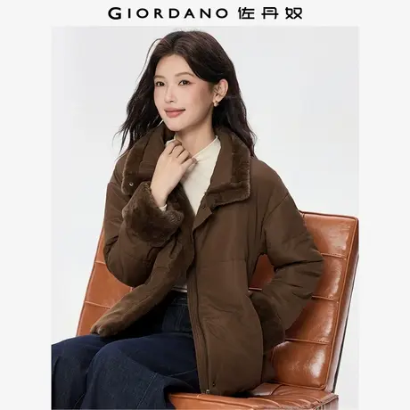 佐丹奴夹克女秋冬新款夹棉美拉德风毛毛边立领棉衣外套05375706商品大图