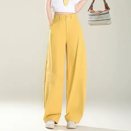 时髦减龄阔腿裤女2025夏季新款高腰宽松显瘦百搭垂感休闲直筒裤子商品大图