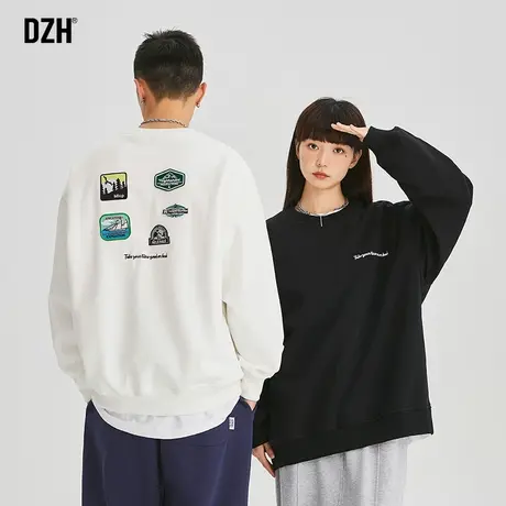 情侣重磅卫衣男美式秋季圆领潮牌长袖上衣宽松外套情侣装2023新款商品大图