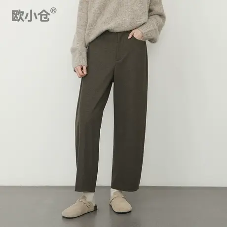 欧小仓糯米系列 秋冬加厚香蕉裤ins九分镰刀裤梨型友好软糯奶奶裤图片