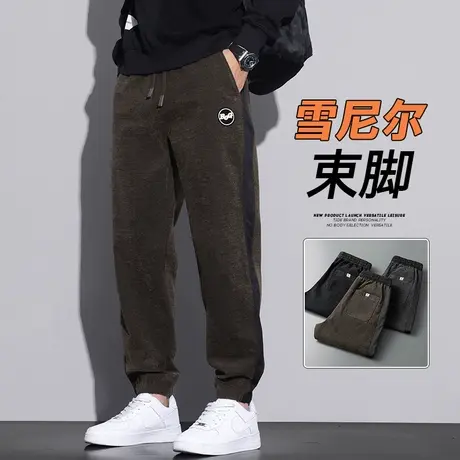 秋冬款设计感束脚痞帅气运动卫裤春秋季男生美式高级拼接休闲裤子商品大图
