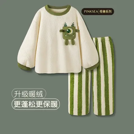Pinksea睡衣冬季女2023年新款秋冬加厚保暖珊瑚绒大码家居服套装商品大图