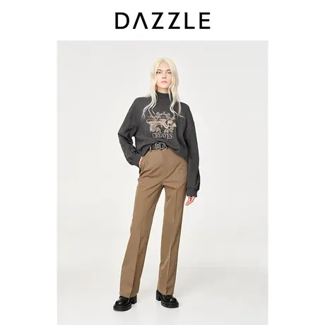 【七七酱专享】DAZZLE地素奥莱23春季新款深灰色刺绣半高领套头休图片