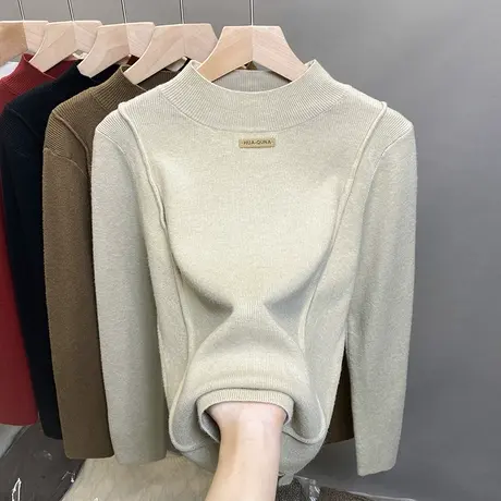 半高领毛衣女套头2023秋冬新款外穿针织衫内搭上衣洋气长袖打底衫商品大图