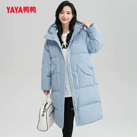 鸭鸭2022年新款羽绒服女中长款连帽时尚休闲韩版鸭绒保暖外套Y图片