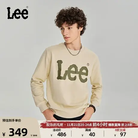 Lee商场同款标准版型大Logo印花圆领套头男长袖卫衣LMT006571201图片
