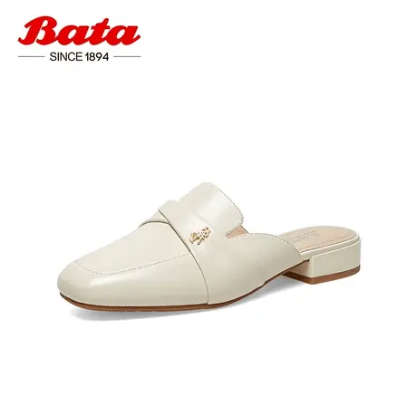 奥莱Bata穆勒鞋女春季商场新款复古英伦风羊皮百搭凉拖鞋6323DAH3图片