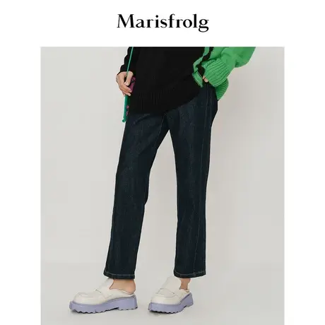 【质感休闲系列】玛丝菲尔休闲裤春季新款直筒修身牛仔裤休闲裤图片