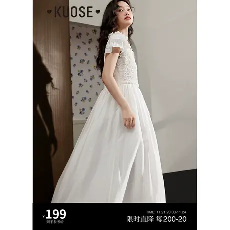 阔色方领小飞袖背心连衣裙女2024夏季新款白色法式肌理感长裙子春图片