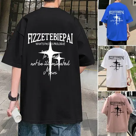 美式高街纯棉短袖t恤男夏季潮牌潮流宽松oversize重磅半袖体恤衫商品大图