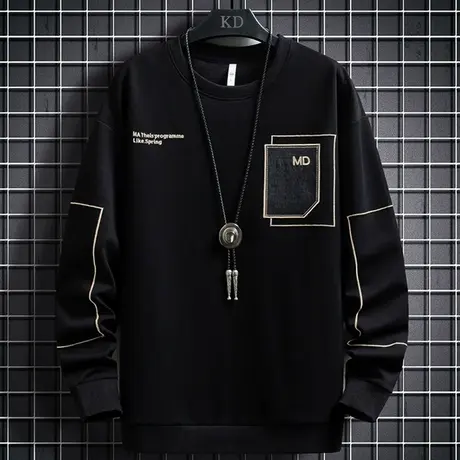 春秋季男士卫衣潮牌ins春装上衣服潮流百搭圆领长袖t恤内搭打底衫商品大图