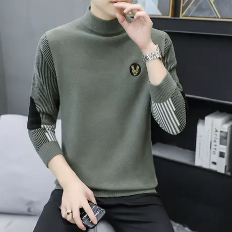 半高领毛衣男春秋季针织衫中领打底衫2023新款秋冬保暖毛线衣潮流商品大图