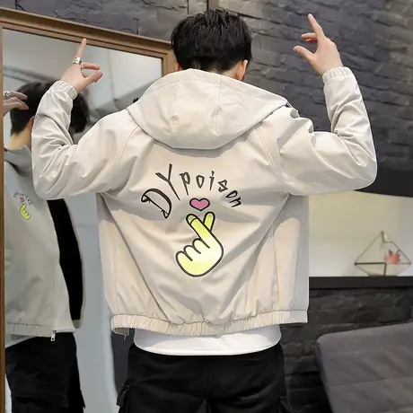 青少年男外套秋冬款工装2023新款韩版潮流加厚高初中学生加绒夹克商品大图