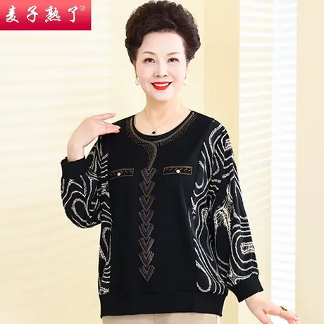 妈妈春装新款T恤小衫长袖洋气上衣夏阔太太高贵奶奶秋中老年女装商品大图