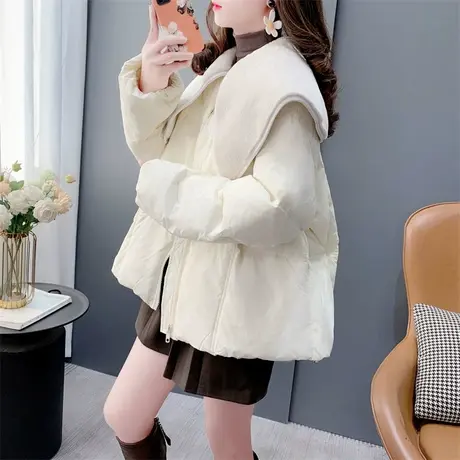 娃娃毛领加厚棉服外套女秋冬2023年新款宽松洋气小个子百搭上衣潮图片