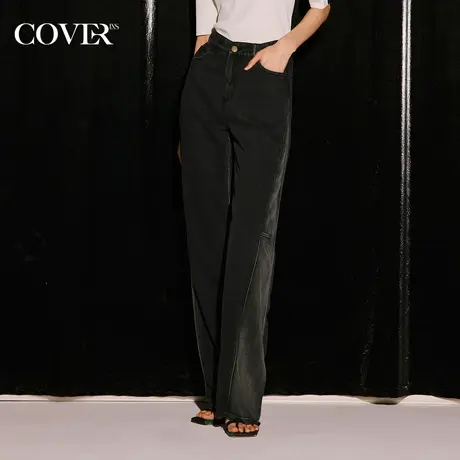 COVER秋季环保洗水牛仔宽松直筒裤图片