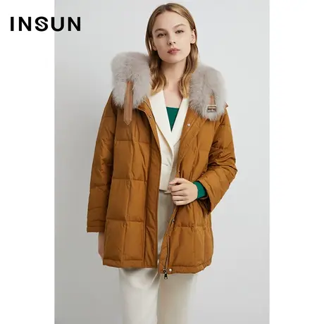 INSUN恩裳线上专选冬季狐狸毛领白鸭绒羽绒服商品大图