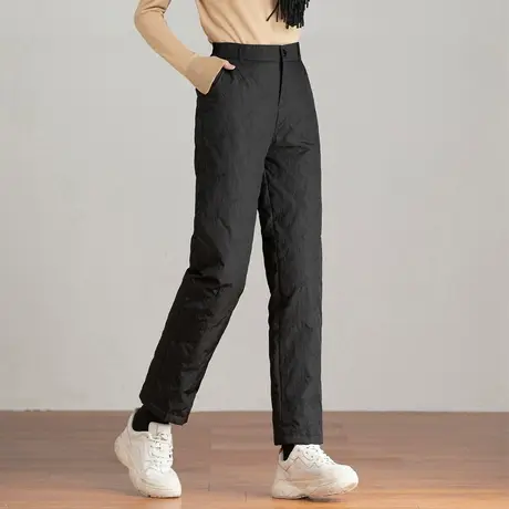 直筒羽绒裤女外穿高腰冬季白鸭绒棉裤加绒加厚妈妈阔腿裤防风棉裤商品大图