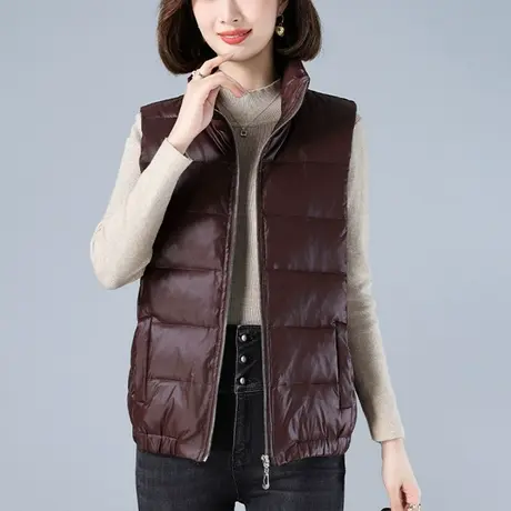 羽绒马甲女秋冬季新款宽松加大码女装中年妈妈白鸭绒无袖外套马夹图片