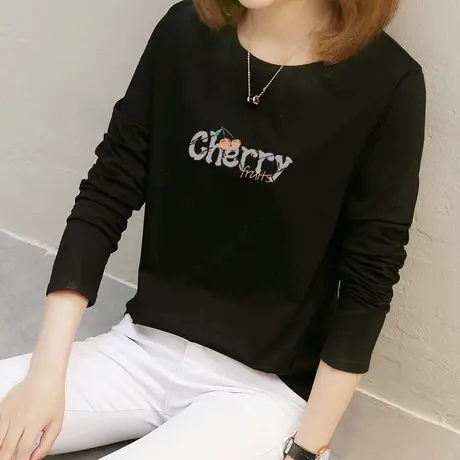 纯棉长袖t恤女秋装新款2022年宽松内搭打底衫早秋季上衣服百搭潮图片