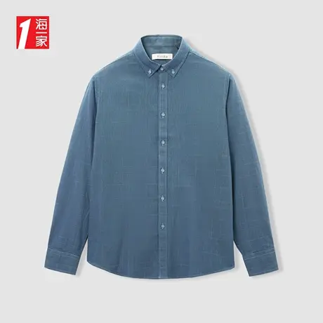 海一家休闲扣领尖领长衬2023秋季新款舒适棉简约时尚长袖衬衫男商品大图
