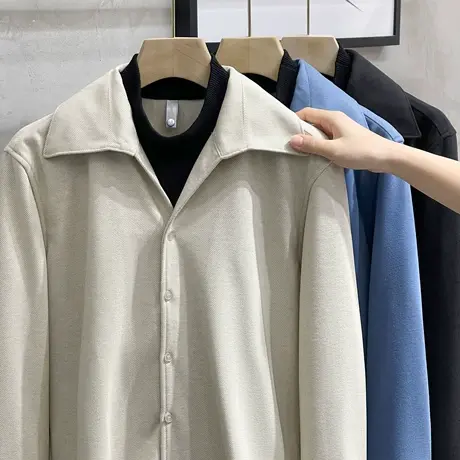 假两件衬衫男冬季毛呢大衣衬衣外套男士针织毛衣男春秋2023新款潮商品大图