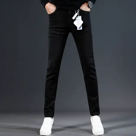 纯黑色秋冬牛仔裤男2023新款潮流修身小脚高端轻奢男士弹力裤子男商品大图