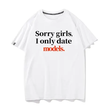 秀洛wcc恶搞标语潮流短袖T恤男女同款半袖体恤宽松纯棉打底衫衣服商品大图