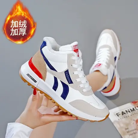 加绒阿甘鞋女冬季高帮运动棉鞋2022新款初中学生跑步鞋软底小白鞋商品大图